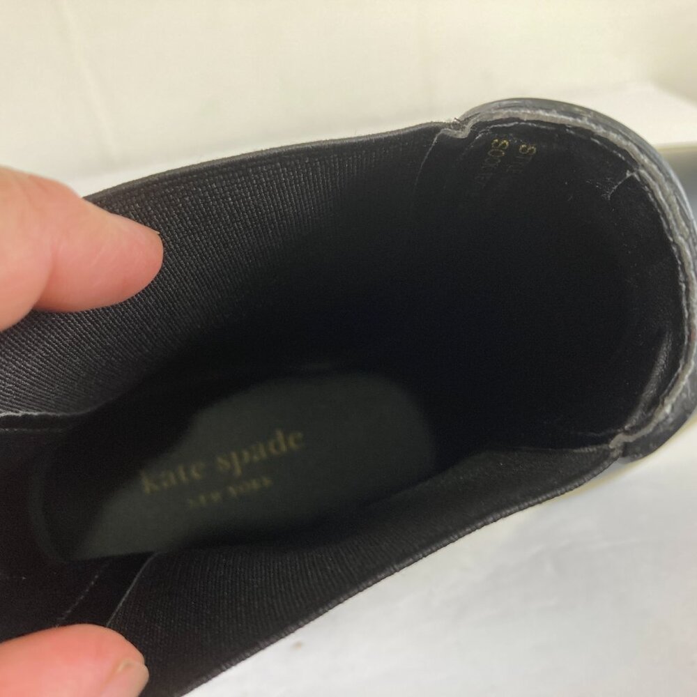 Kate Spade Womens Sz 8 Sedgewick Chelsea‎ Rain Booties Black Outdoor Block Heel - Picture 8 of 10